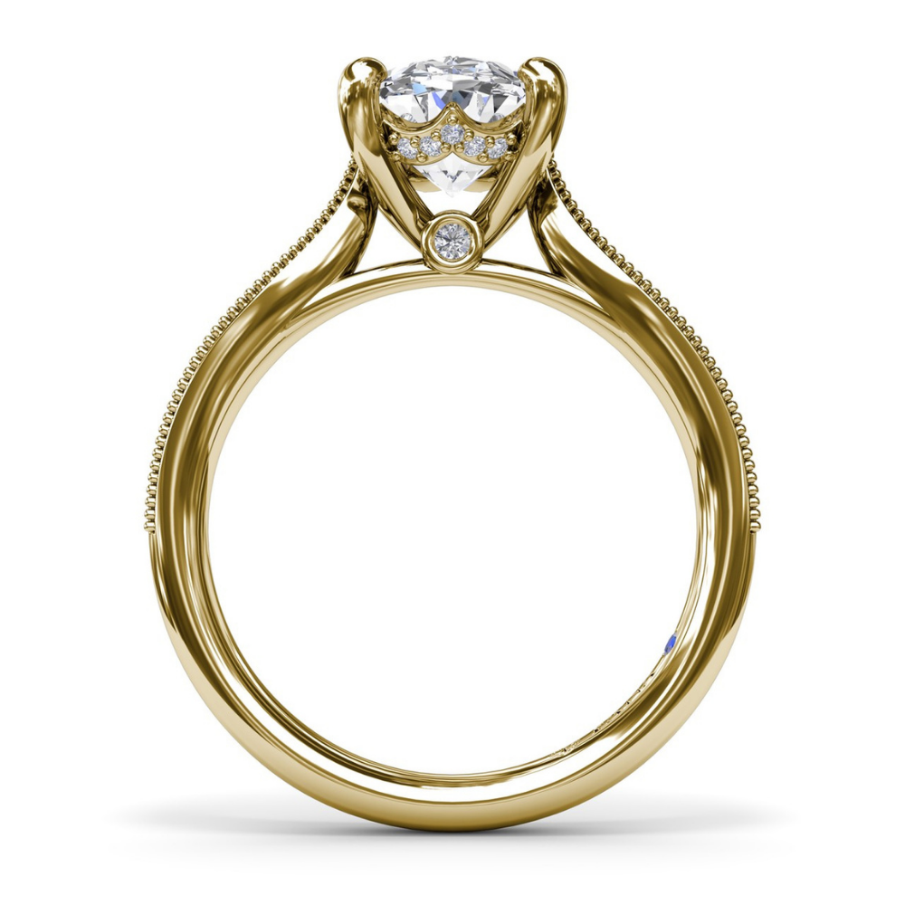 Fana Tapered Milgrain Diamond Engagement Ring