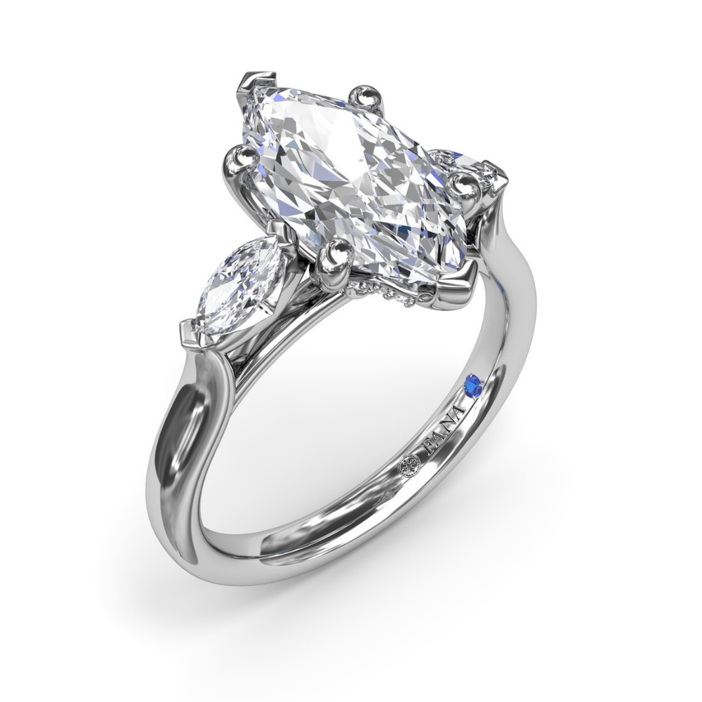 Fana Marquise Three-Stone Diamond Engagement Ring