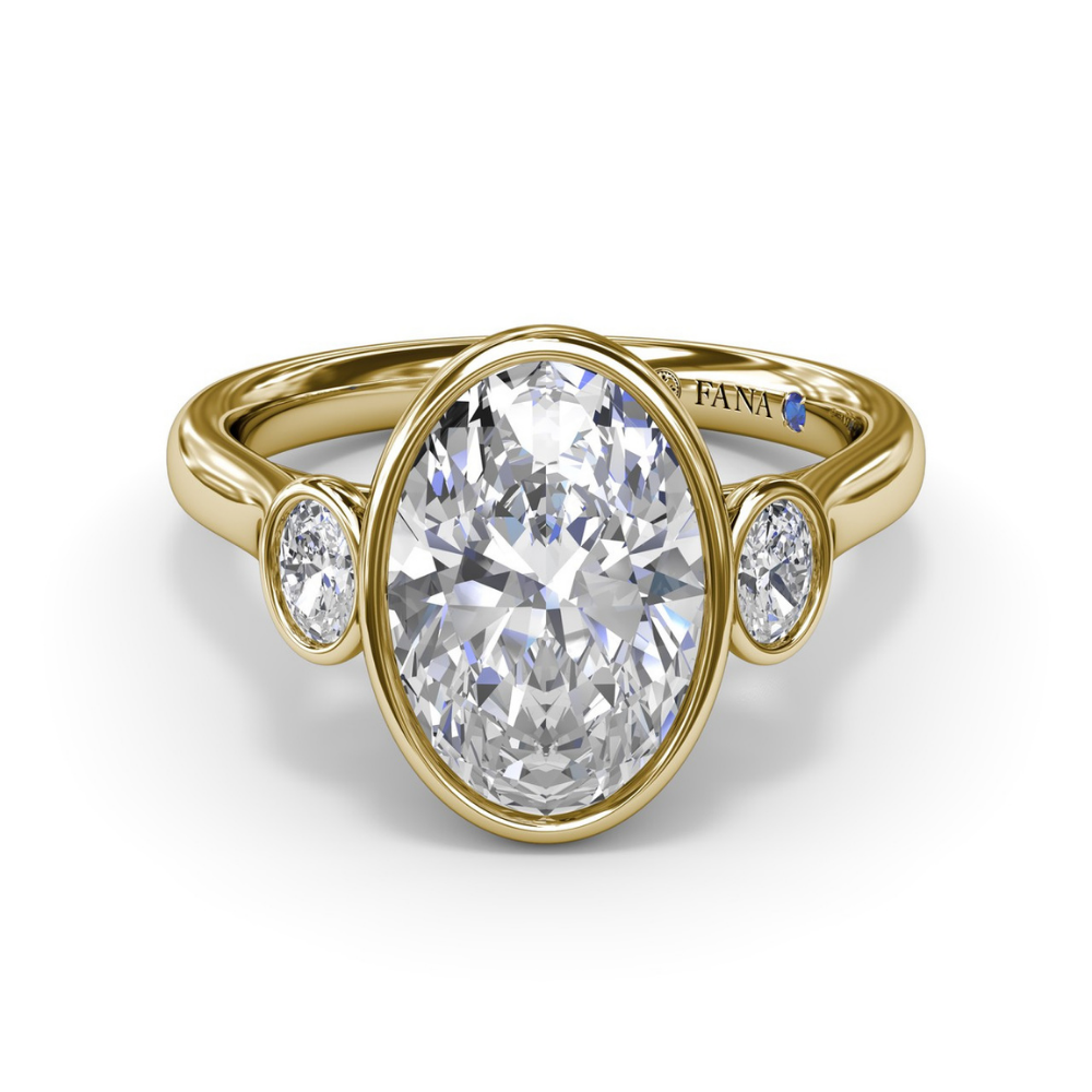 Fana Three-Stone Oval Bezel Set Engagement Ring