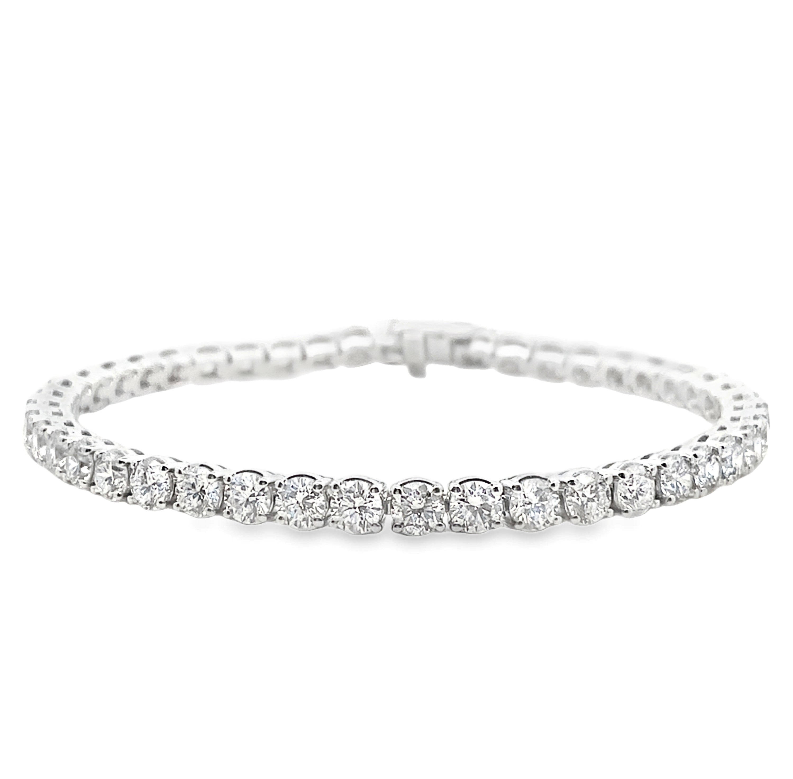 9.09 Carat Straight Round Link Tennis Bracelet