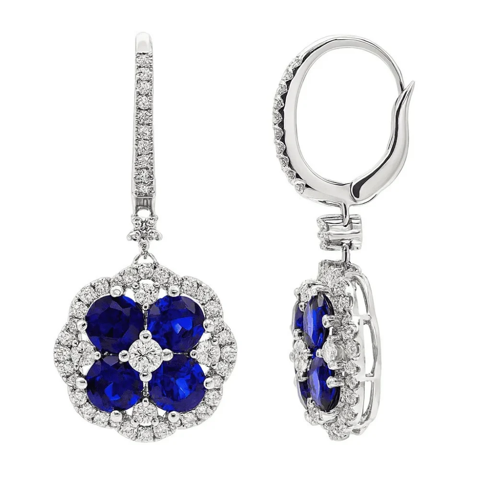 Sapphire and Diamond Dangle Earrings