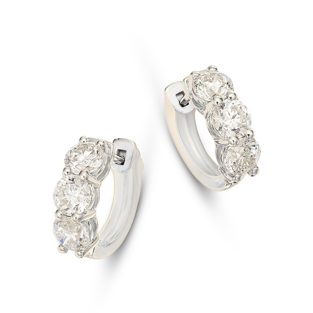 3-Stone Huggie Hoop Earrings