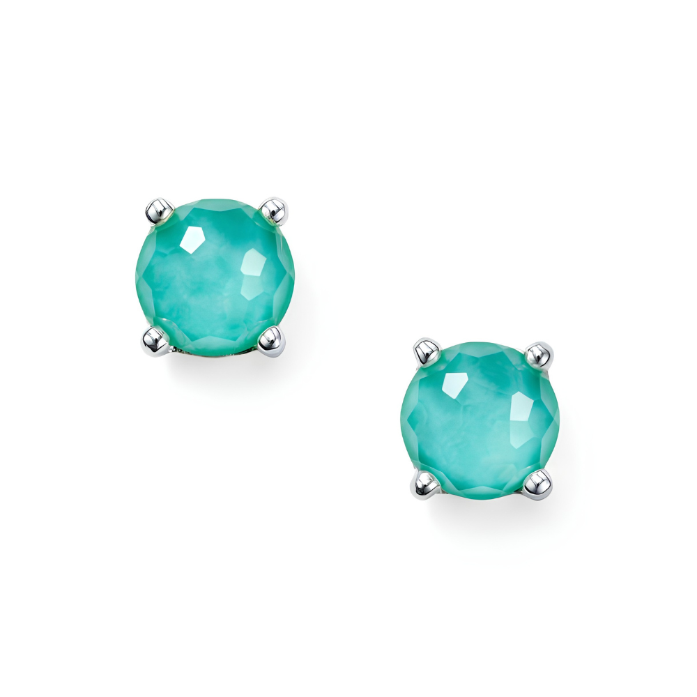 IPPOLITA Rock Candy Mini Stud Earrings in Rock Crystal and Turquoise