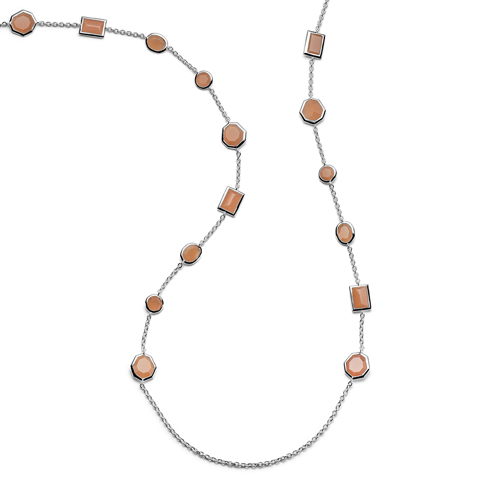 IPPOLITA Rock Candy Mixed-Cut Station Necklace in Peach Moonstone
