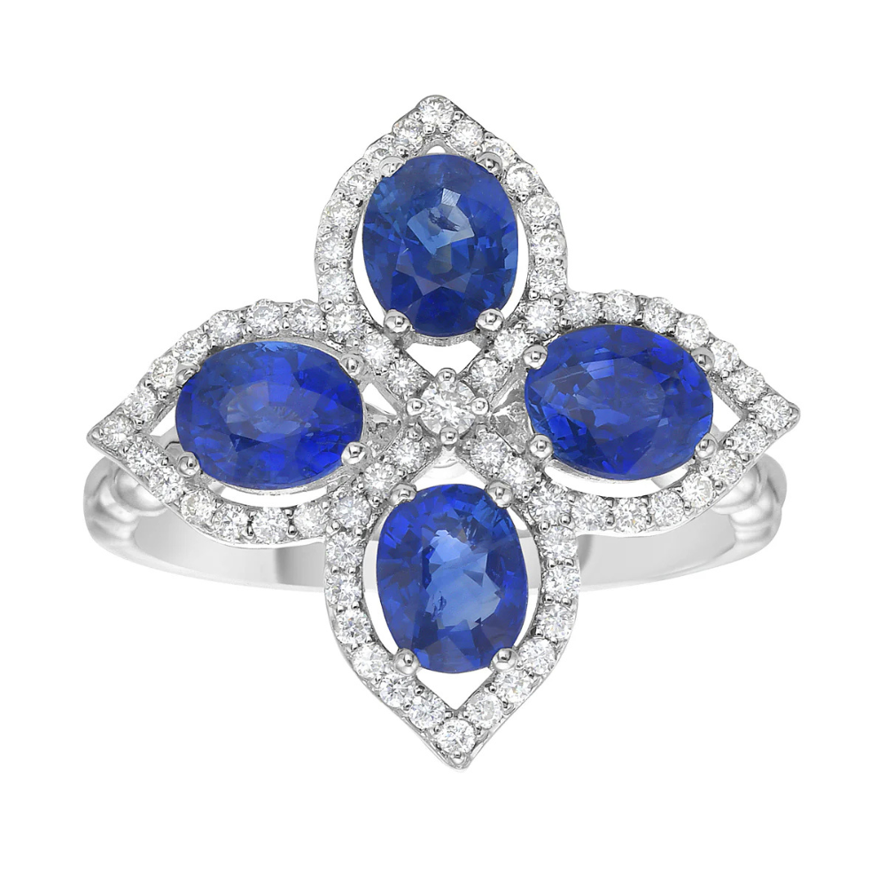 Four Sapphire and Diamond Ring