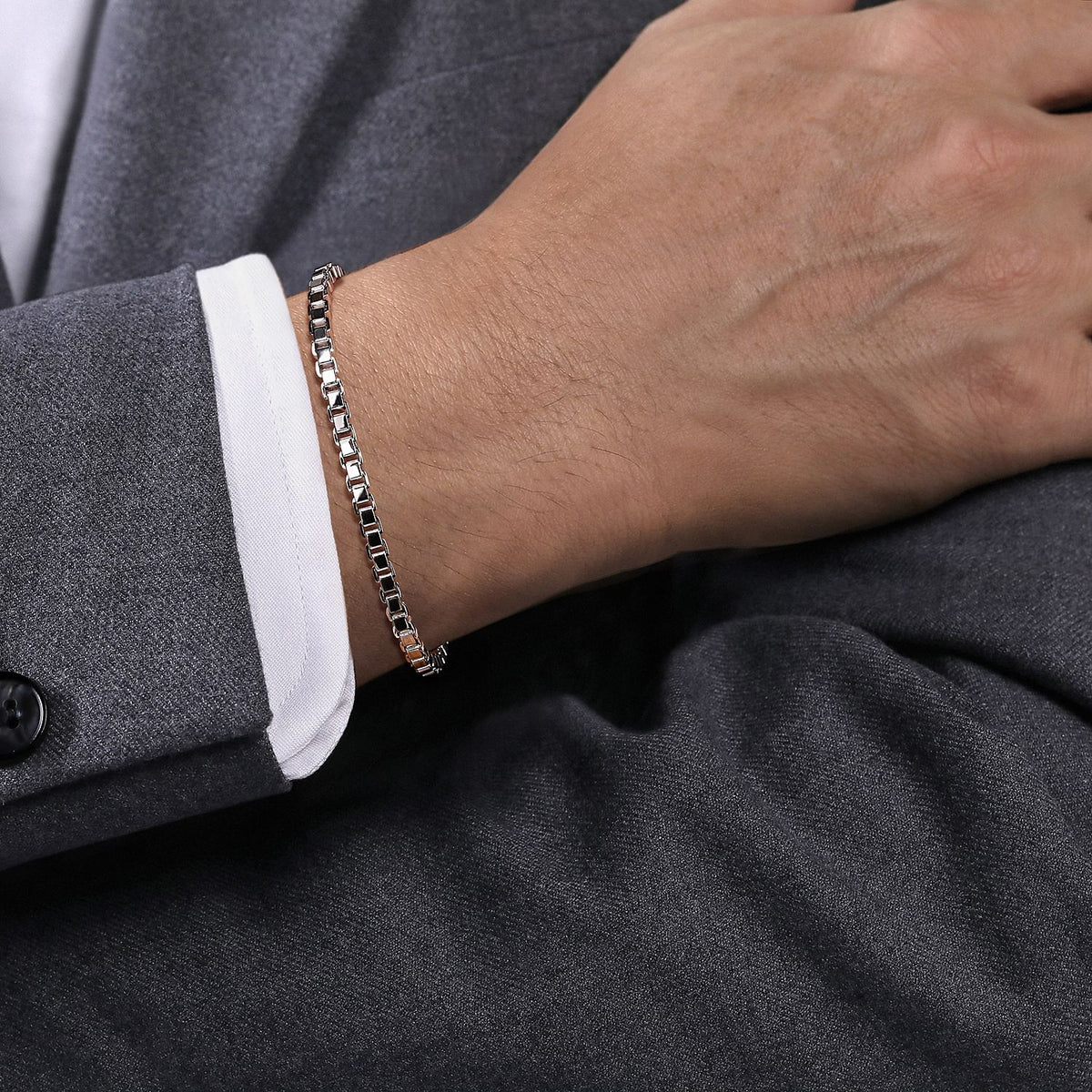 Gabriel & Co. 5mm Men's Solid Box Chain Bracelet