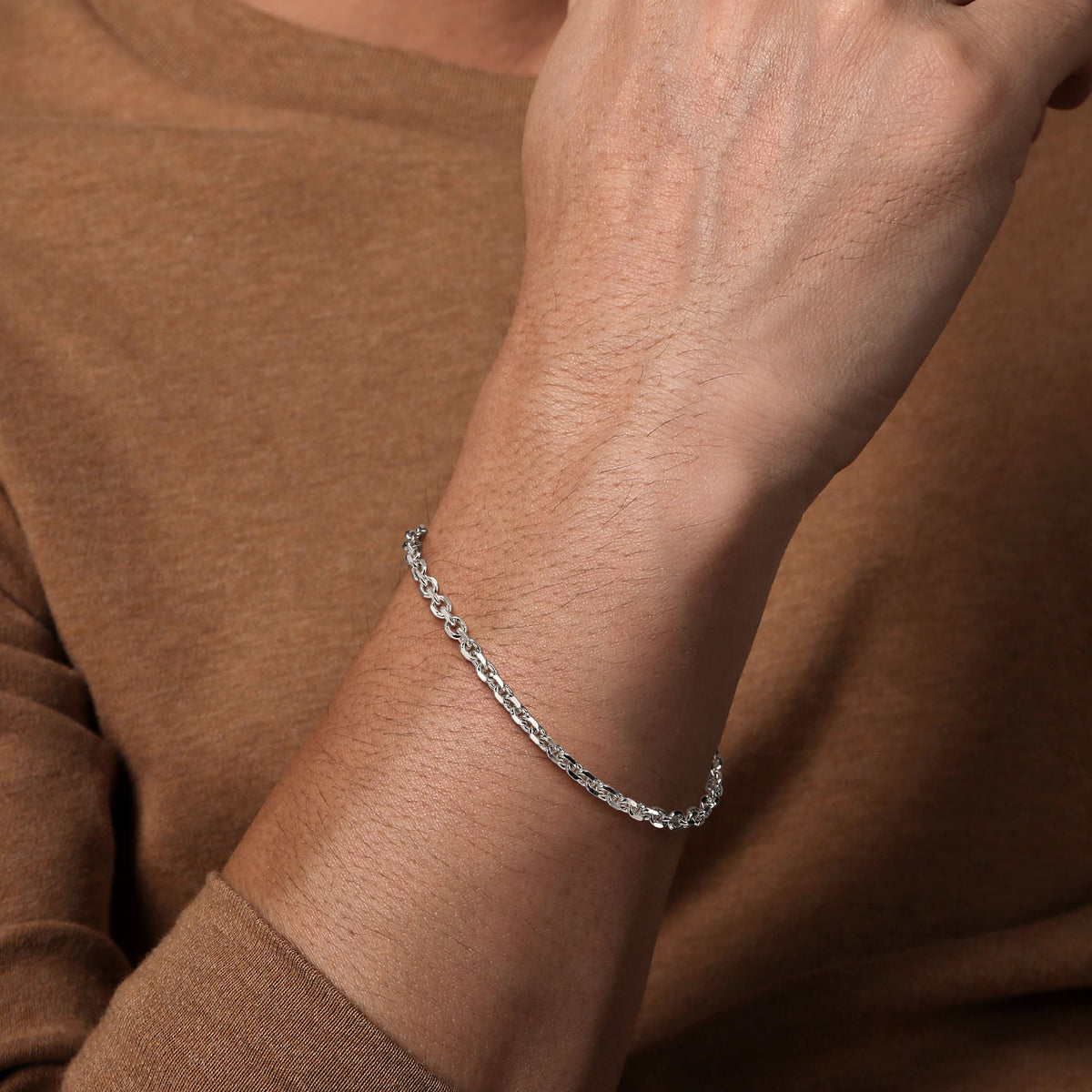 Gabriel & Co. 4mm Men's Solid Link Chain Bracelet