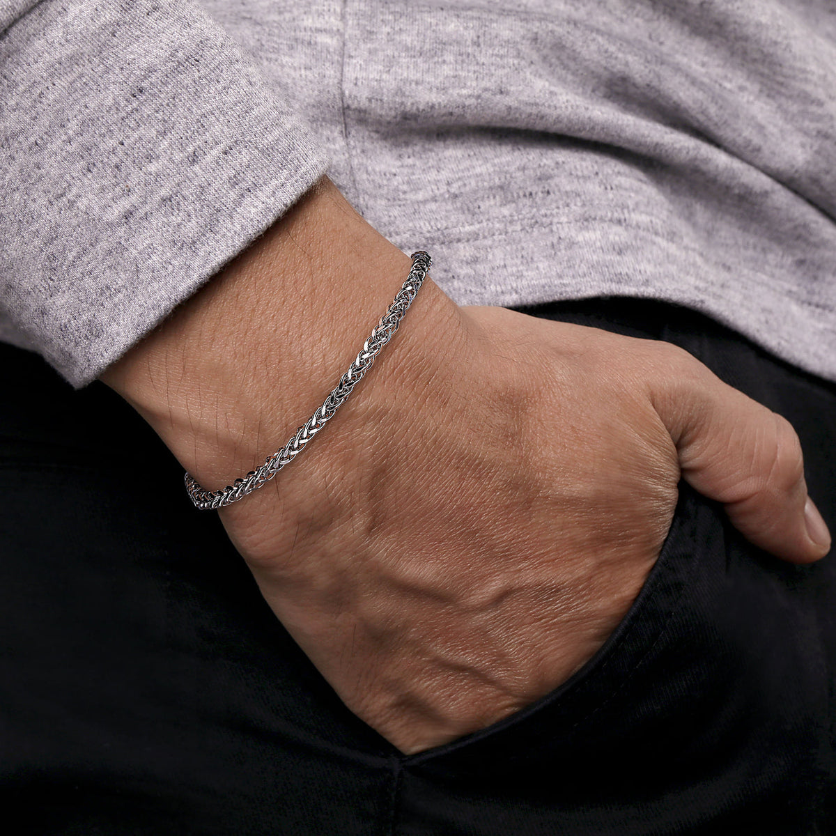 Gabriel & Co. Men's Solid Wheat Chain Bracelet