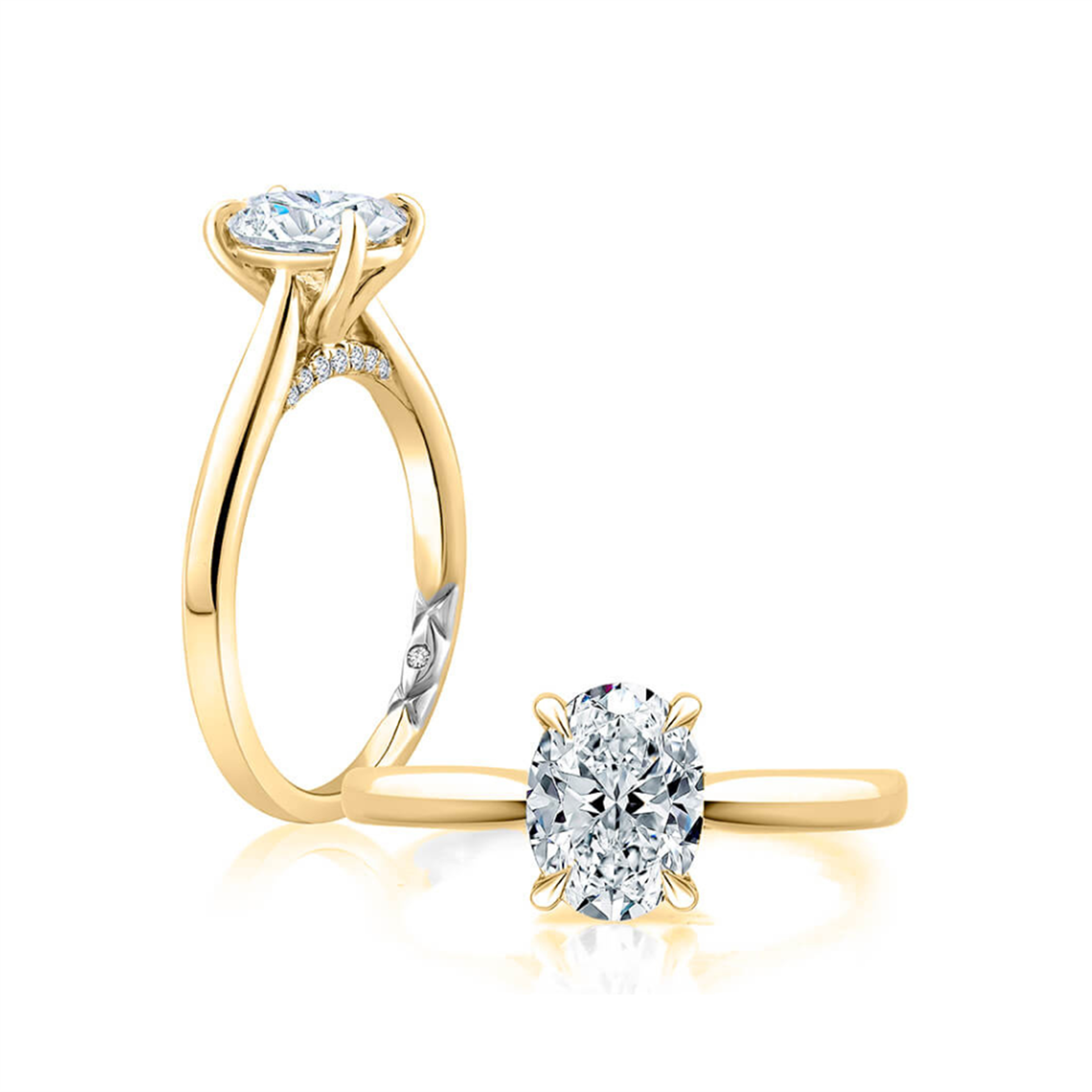 A.Jaffe Oval Solitaire Engagement Ring with Diamond Bridge