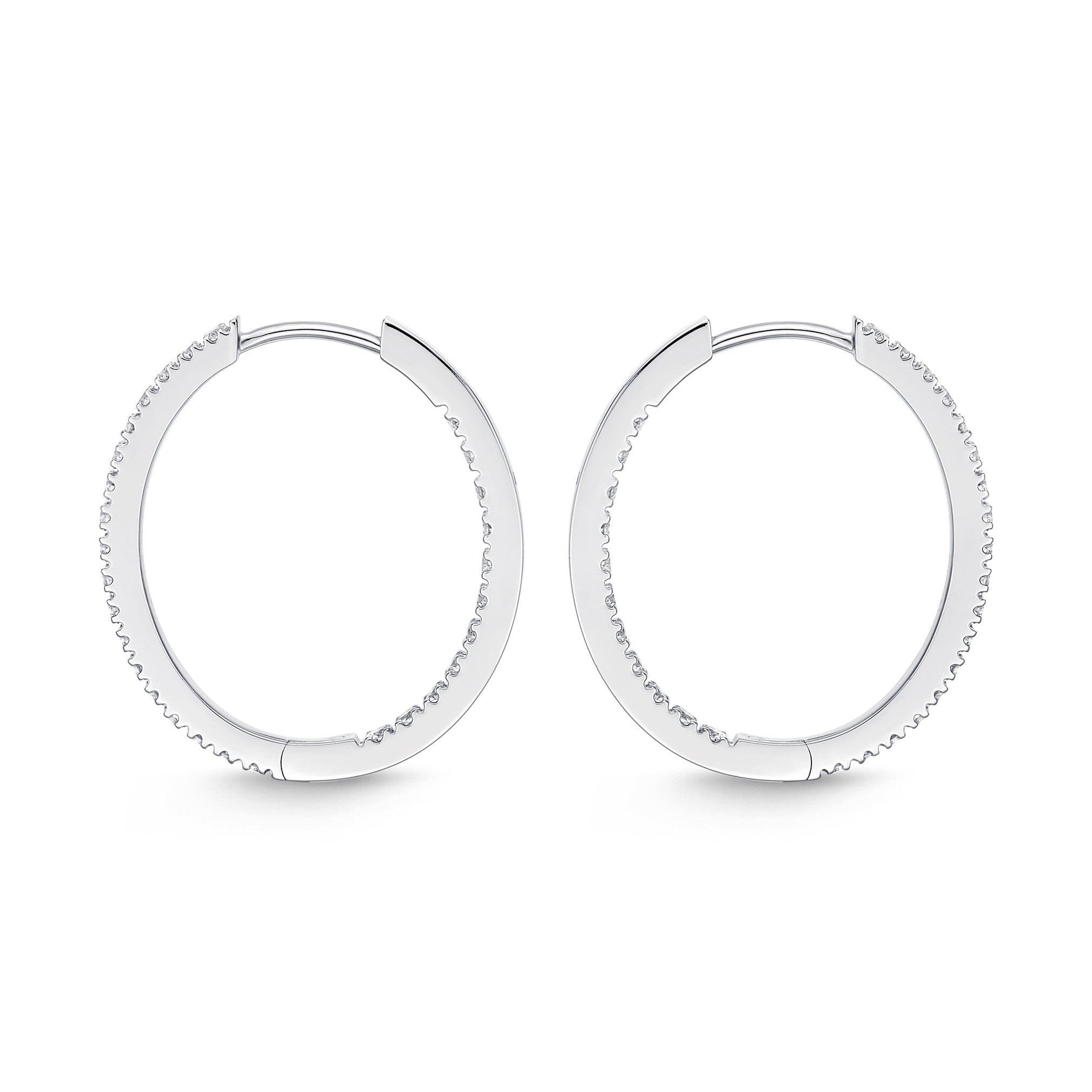 Memoire Oval Diamond Hoop Earrings
