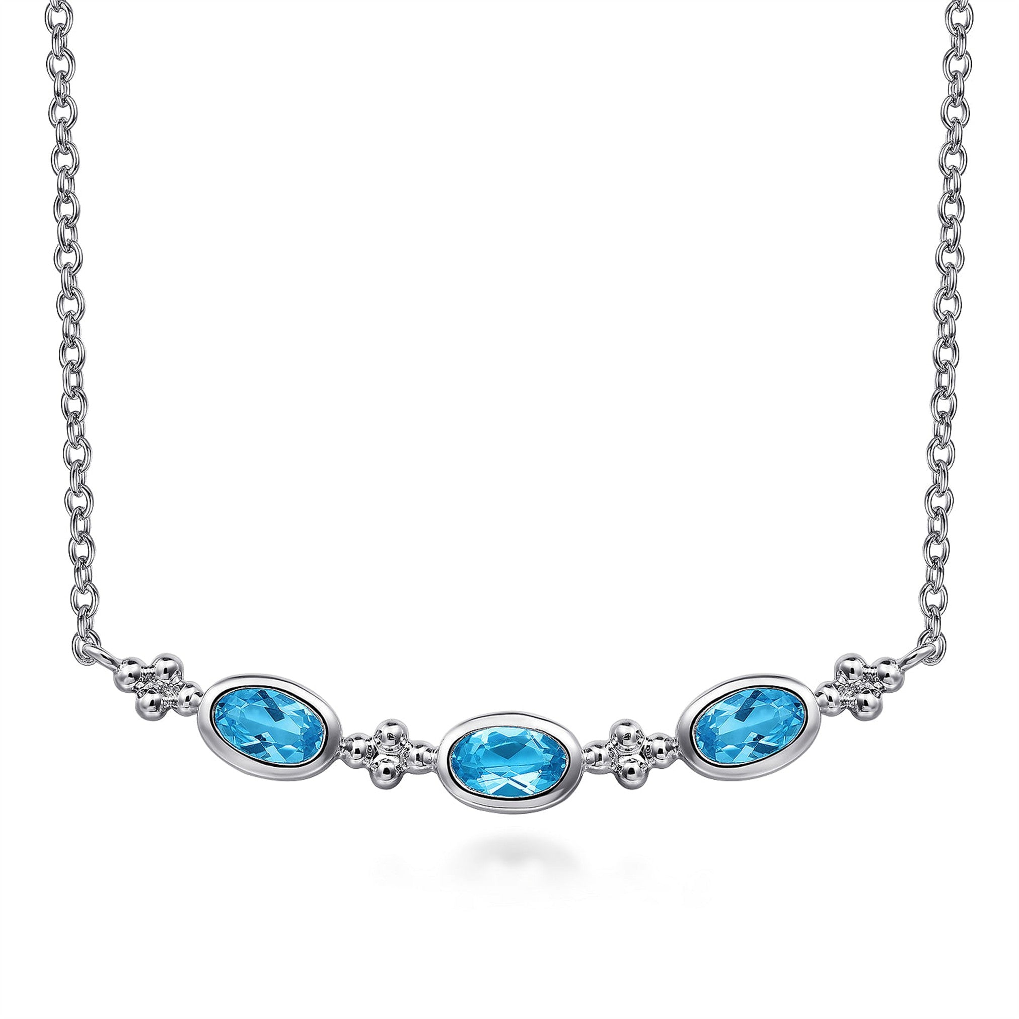 Gabriel & Co. Bujukan Blue Topaz Smile Necklace