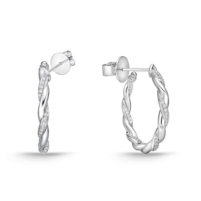 Memoire Vine Twisted Pavé Hoop Earrings