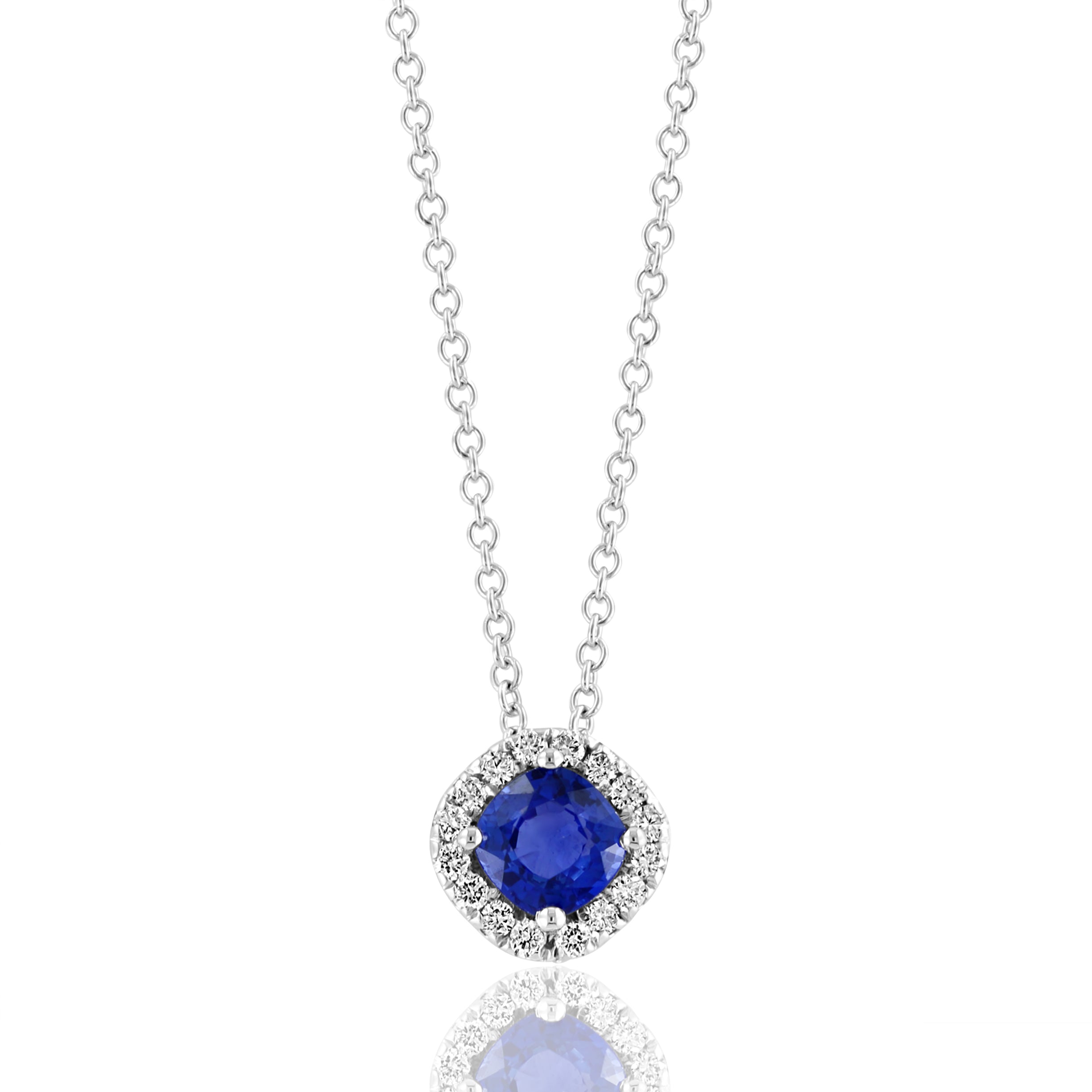 Sapphire and Diamond Halo Pendant