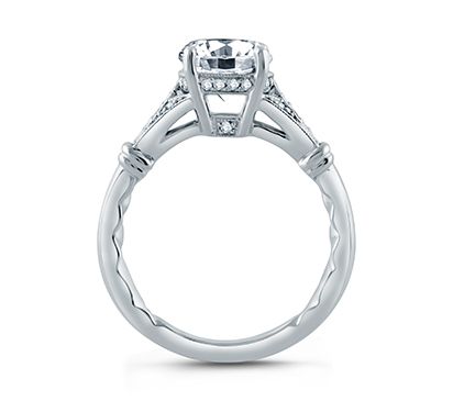 A.JAFFE Floral Inspired Milgrain Accent Round Center Solitaire Engagement Ring