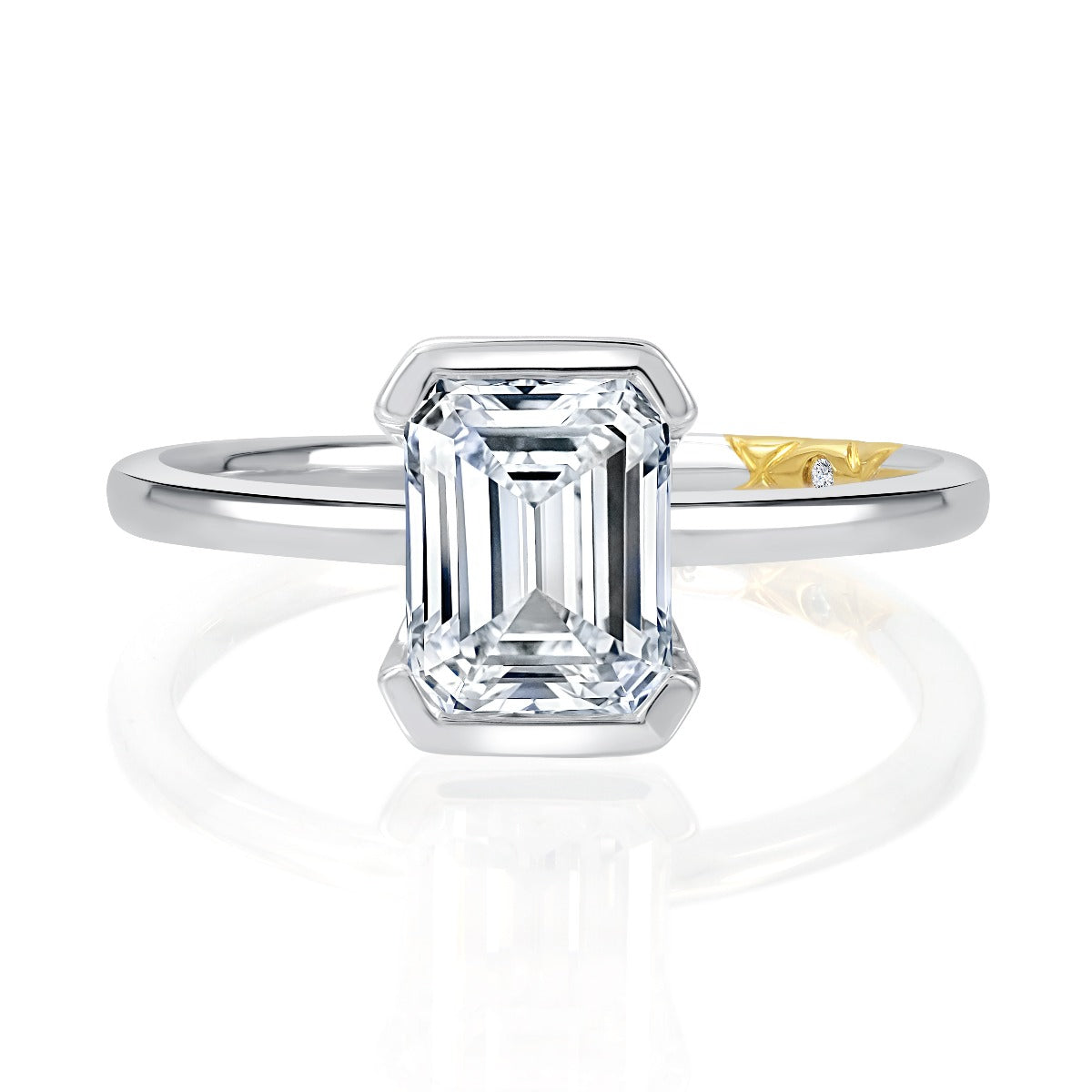 A.JAFFE Half Bezel Emerald cut Diamond Engagement Ring