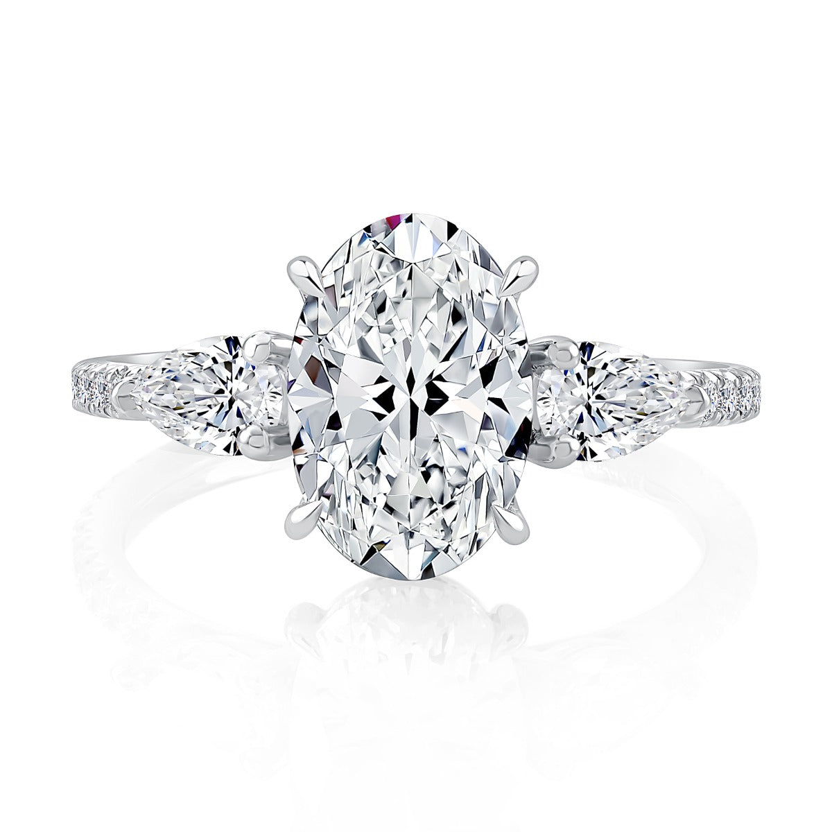 A.Jaffe Oval Center Three Stone Engagement Ring