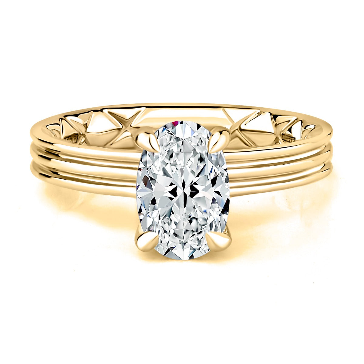 A.JAFFE Oval Cut Diamond Engagement Ring with Split Band Design