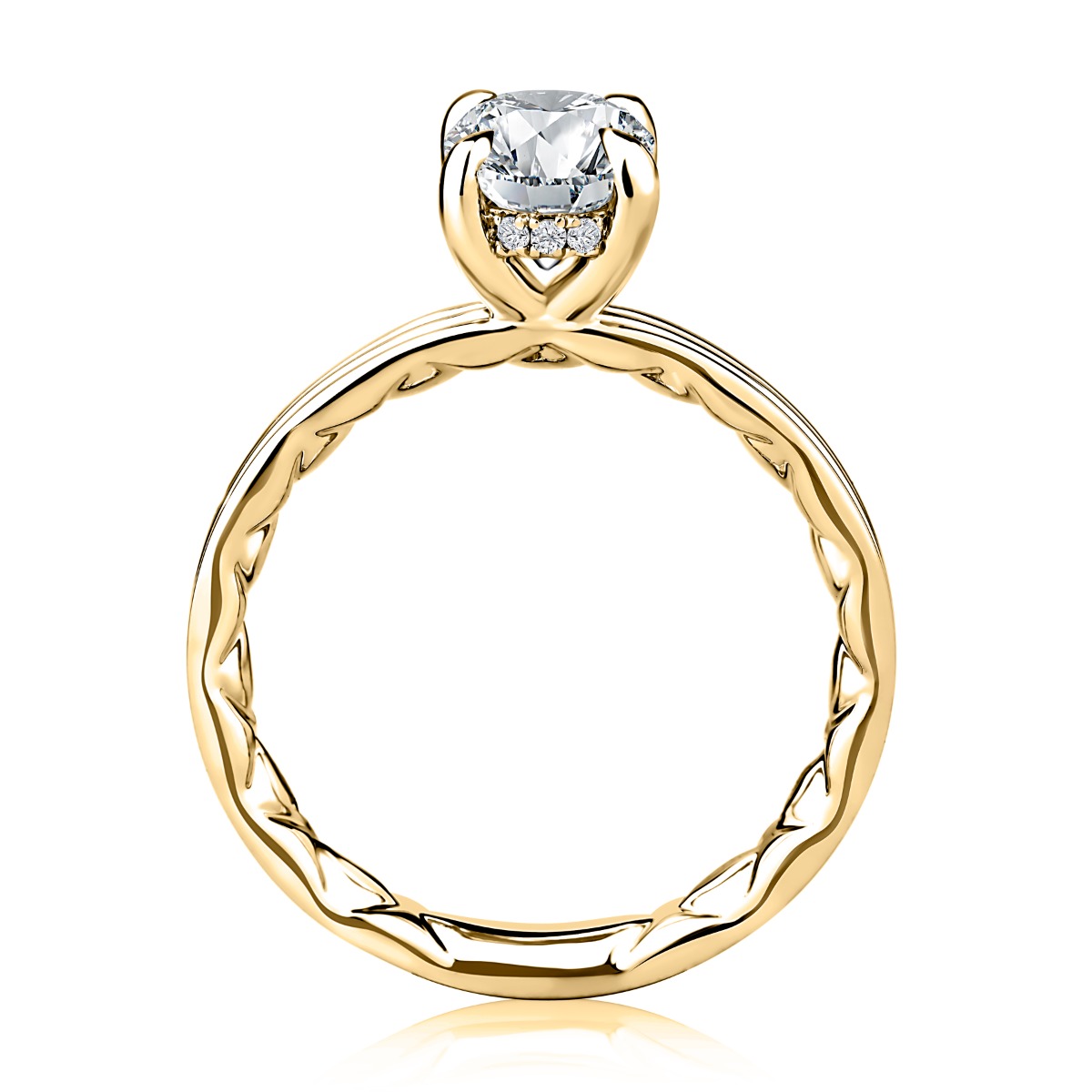 A.JAFFE Oval Cut Diamond Engagement Ring with Split Band Design