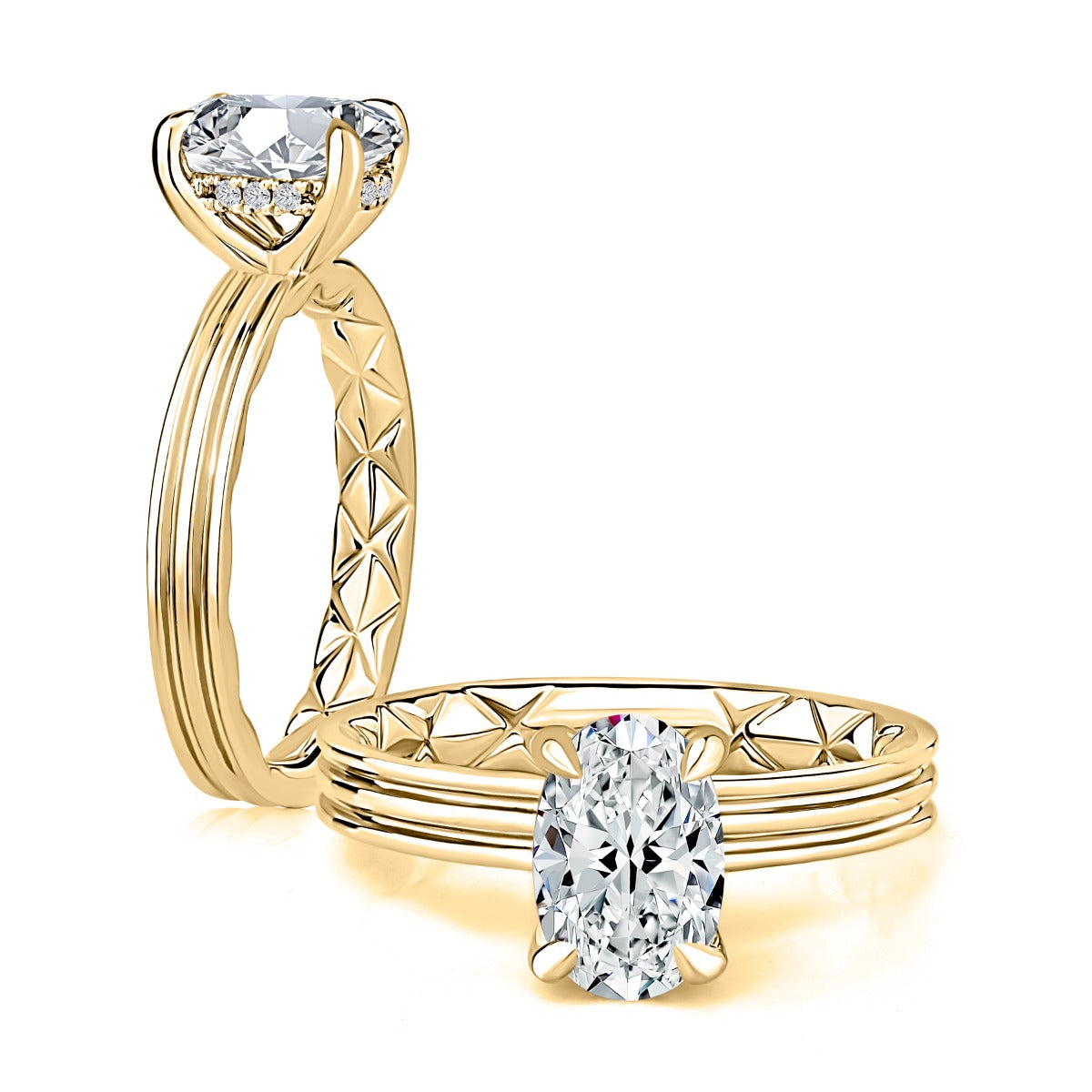 A.JAFFE Oval Cut Diamond Engagement Ring with Split Band Design
