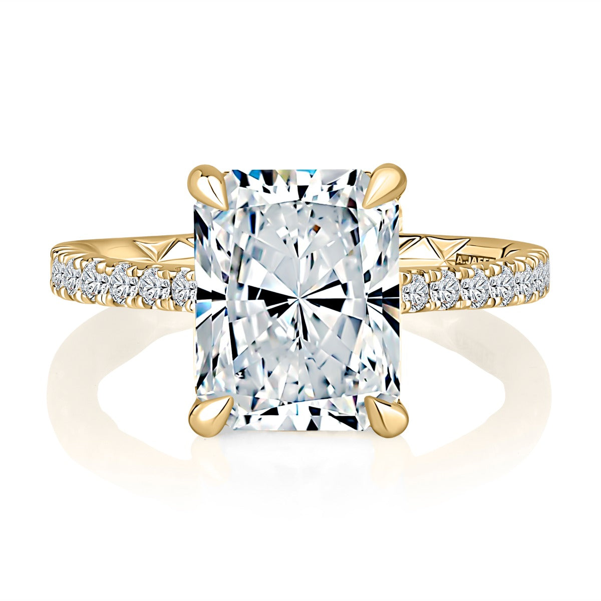A.JAFFE Radiant Diamond Engagement Ring with Hidden Halo